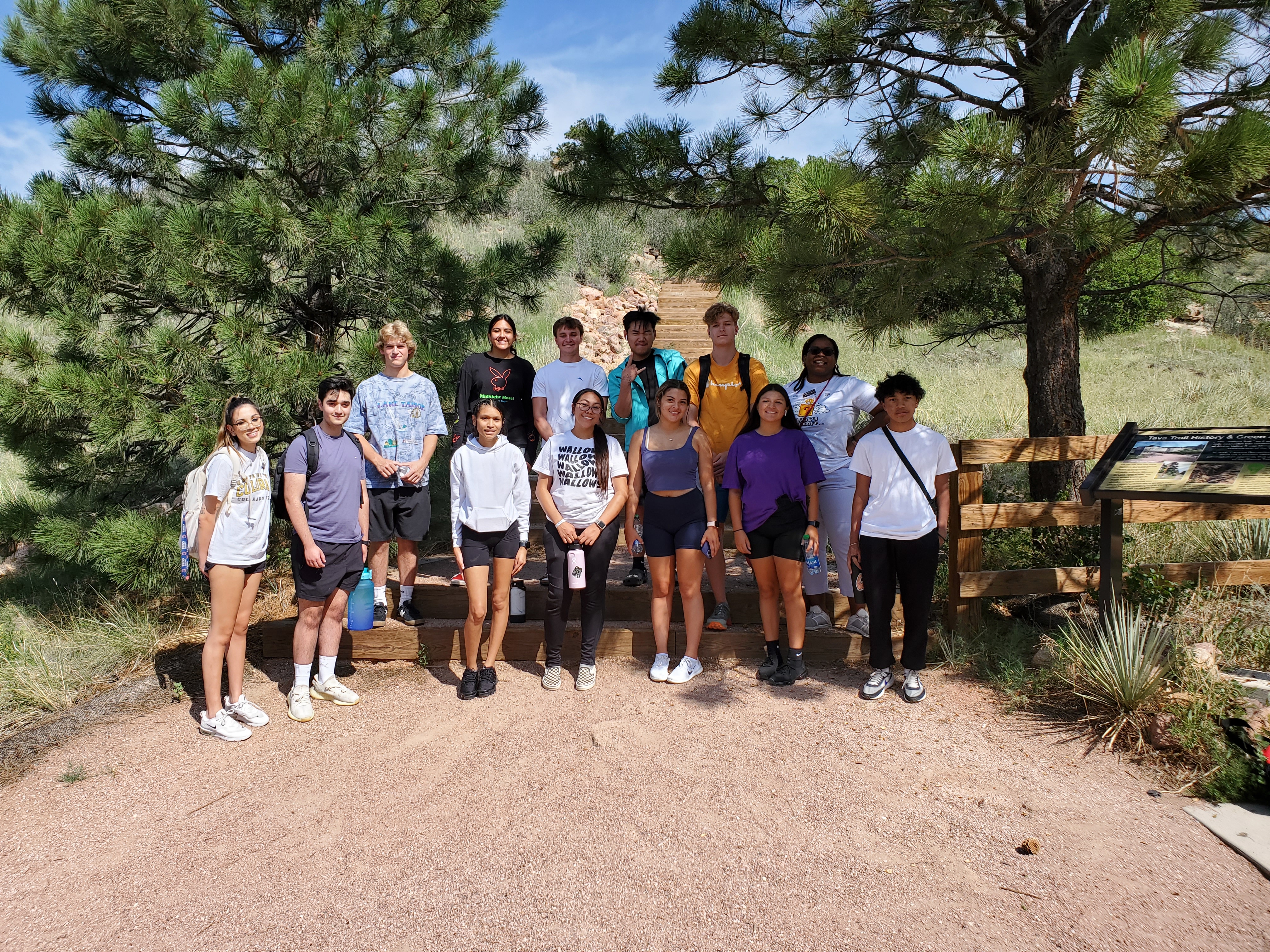 Photo of cohort 2023 hiking on Tava Trail.