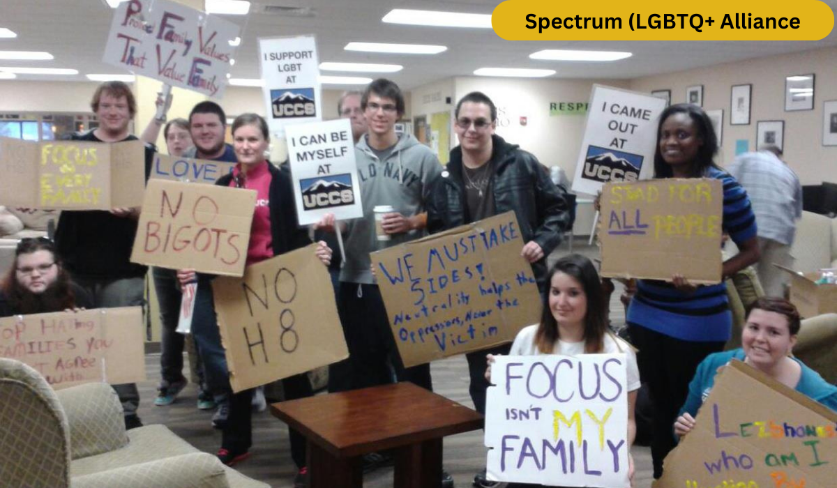Photo of members of the Spectrum LGBTQ+ Alliance