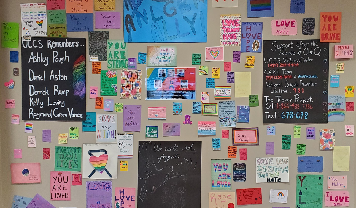 Various posters showing support for survivors of the Club Q attack