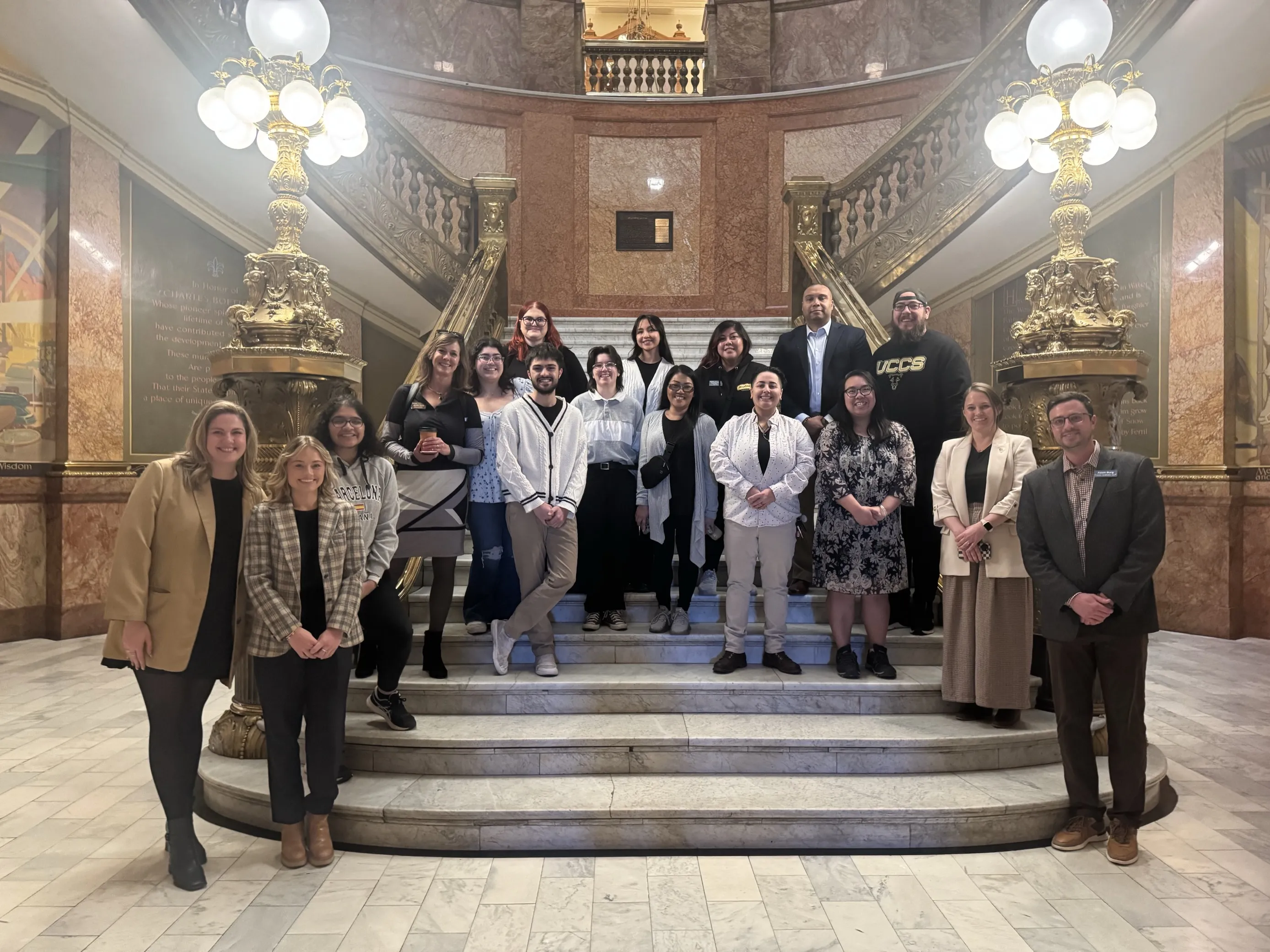 Group photo of the MSP Class of 2025 at the Colorado State Capitol Building