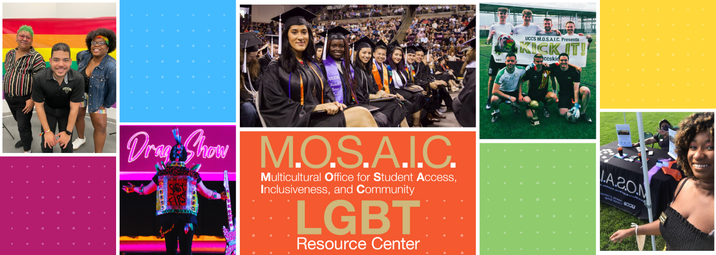 A colorful rectangle grid showing photos of students, staff, and faculty at events